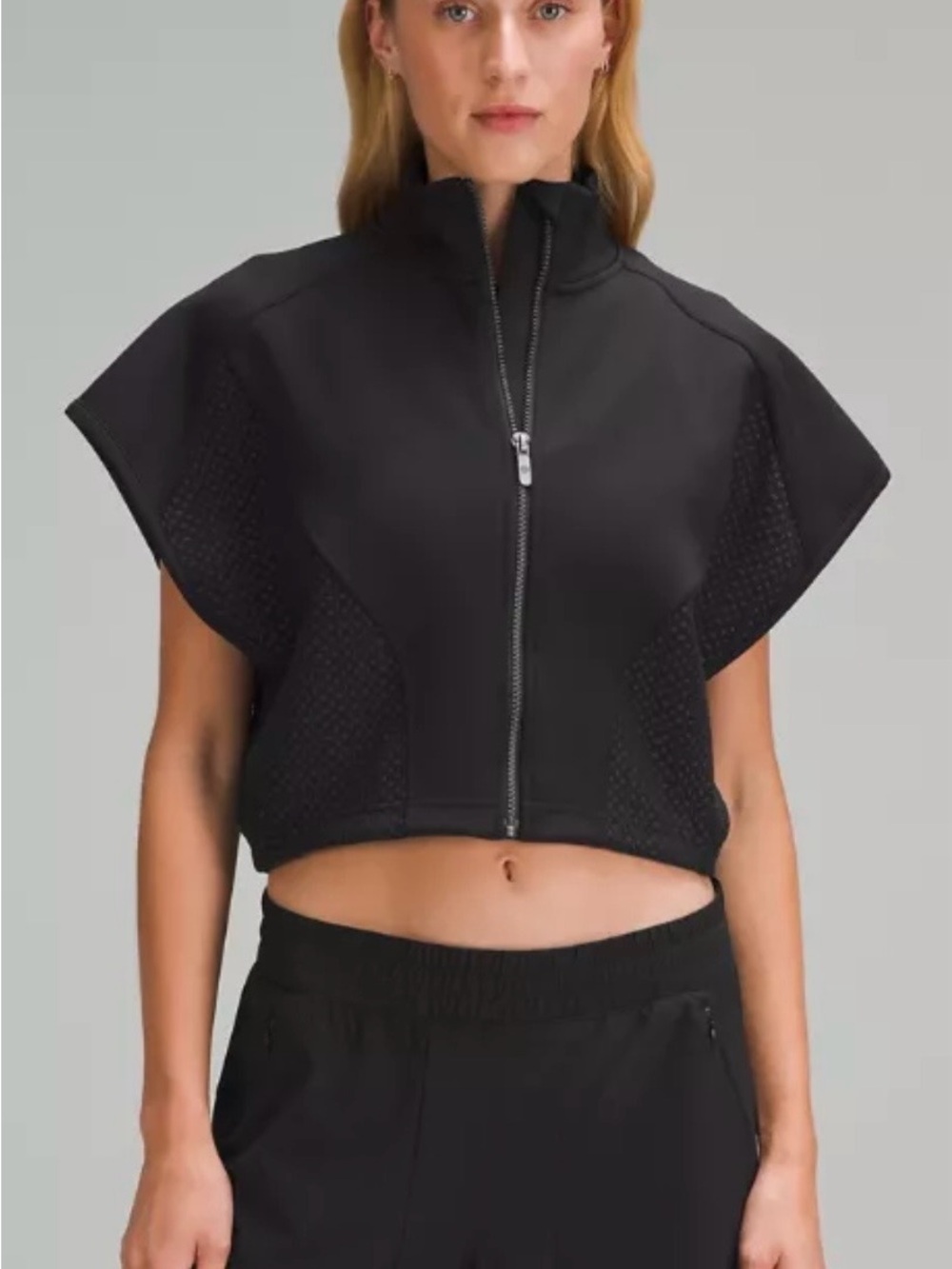 lululemon athletica Black Cropped Zip-Front Athletic Top jacket